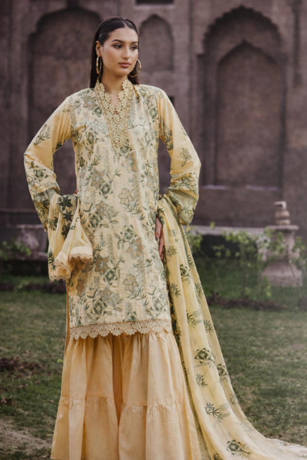 Premium Embroidered Lawn Shirt with Luxury Crinkle Embroidered Dupatta & Comfort of Plain Trouser - 04