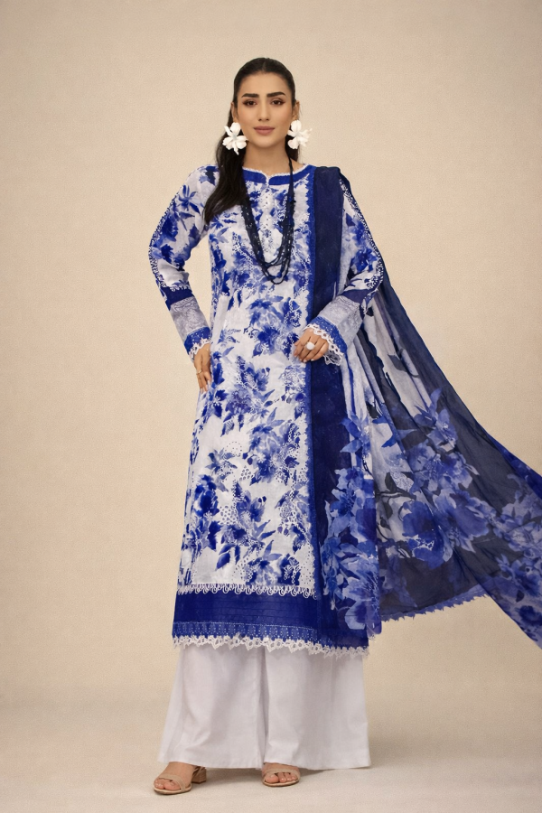 Solara Embroidered Printed Lawn with Printed Chiffon Dupatta (JS-192)