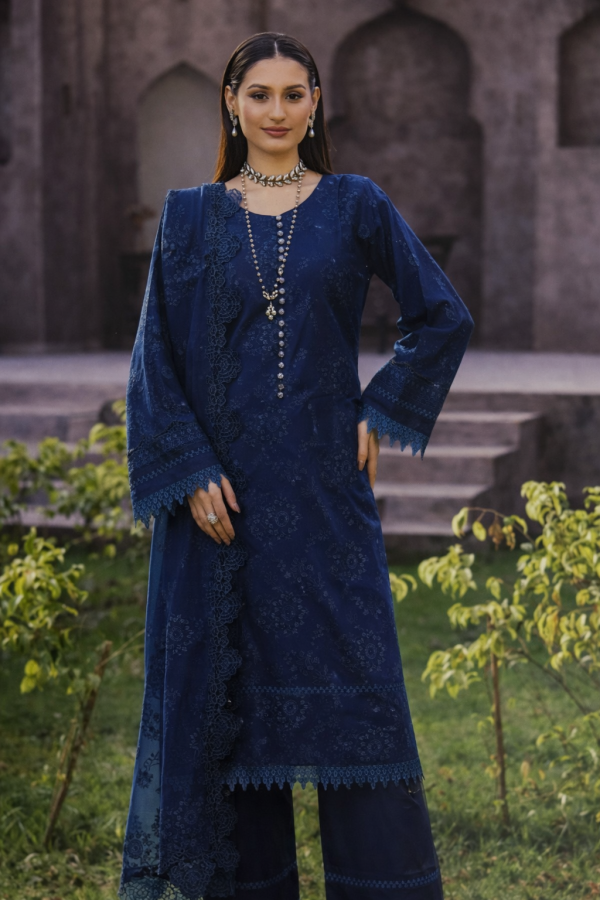 Premium Embroidered Lawn Shirt with Luxury Crinkle Embroidered Dupatta & Comfort of Plain Trouser - 03