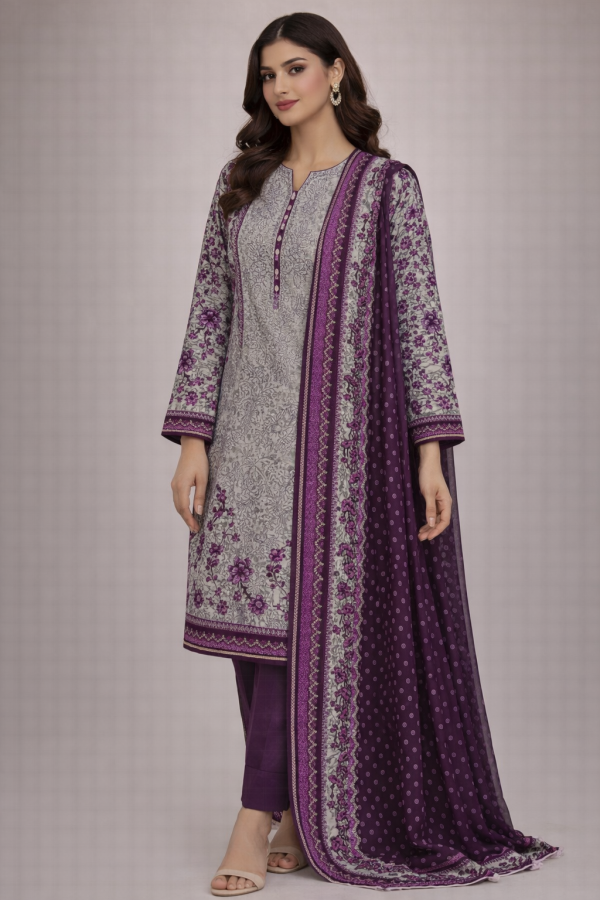 AlKaram 3 Piece Lawn (Stitched)