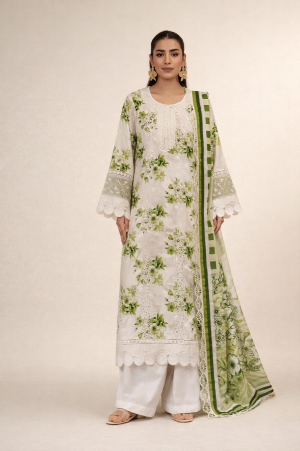 Solara Embroidered Printed Lawn with Printed Chiffon Dupatta (JS-197)