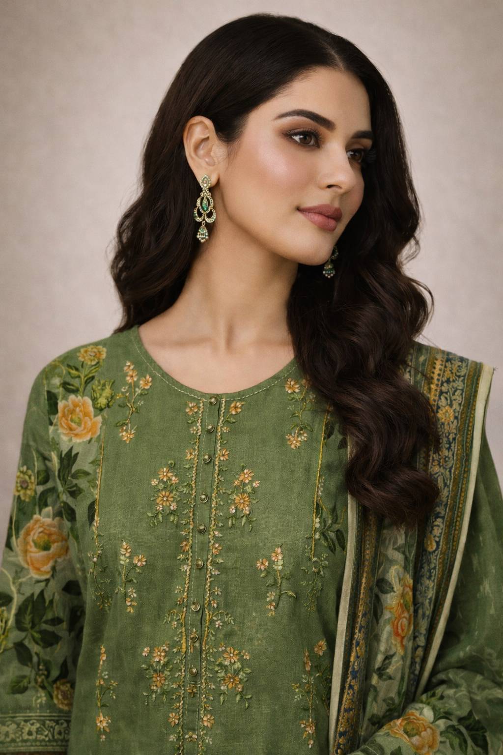 Sundus Lawn 3 Piece Suit (Stitched) - Image 2