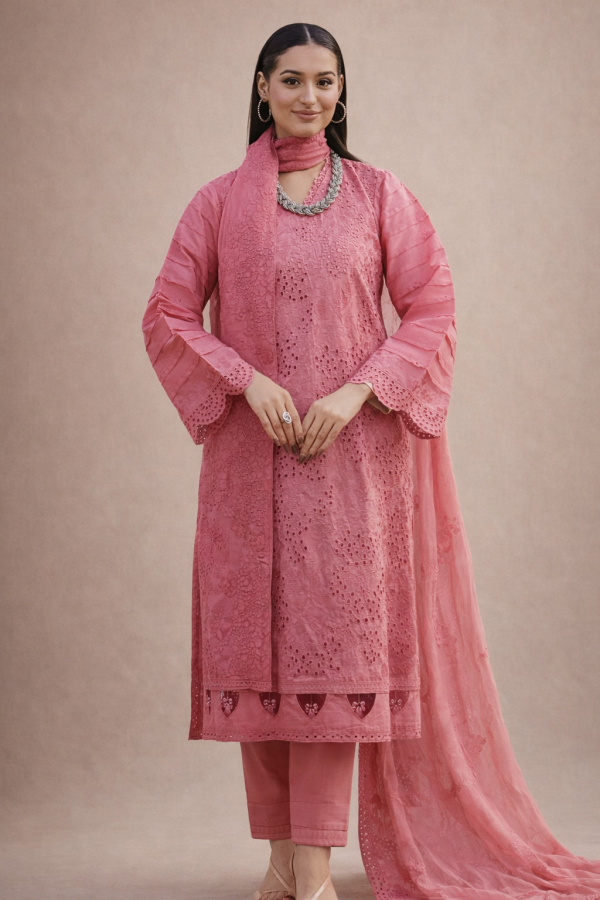 Premium Embroidered Lawn Shirt with Luxury Crinkle Embroidered Dupatta & Comfort of Plain Trouser - 08
