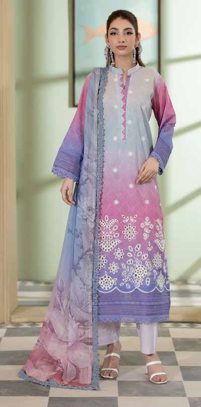 Embroidered & Printed Lawn with Printed Chiffon Dupatta (Unstitched)
