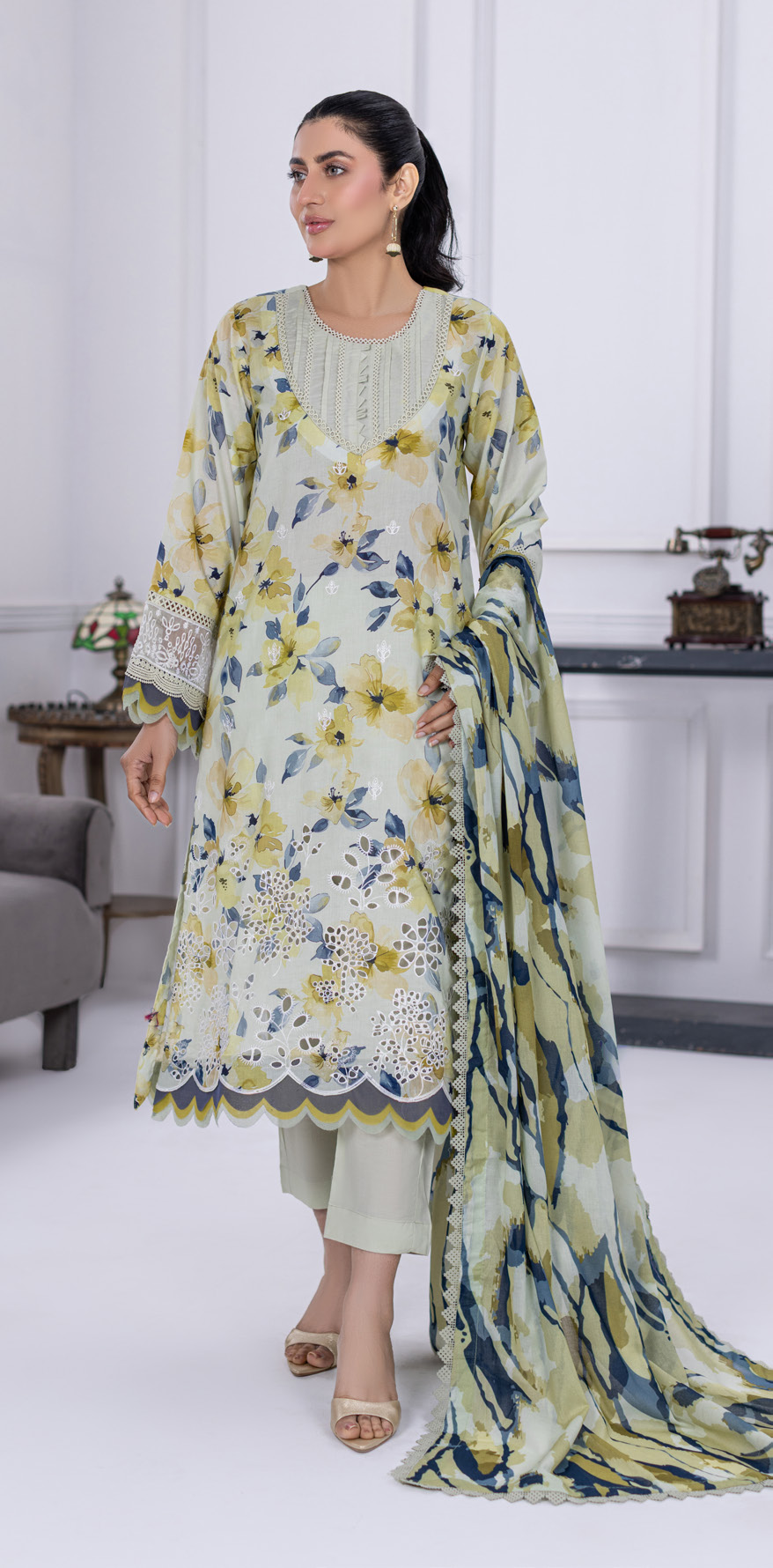 Embroidered & Printed Lawn with Printed Lawn Dupatta (Unstitched)