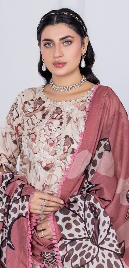 Embroidered & Printed Lawn with Printed Lawn Dupatta (Unstitched) - Image 2