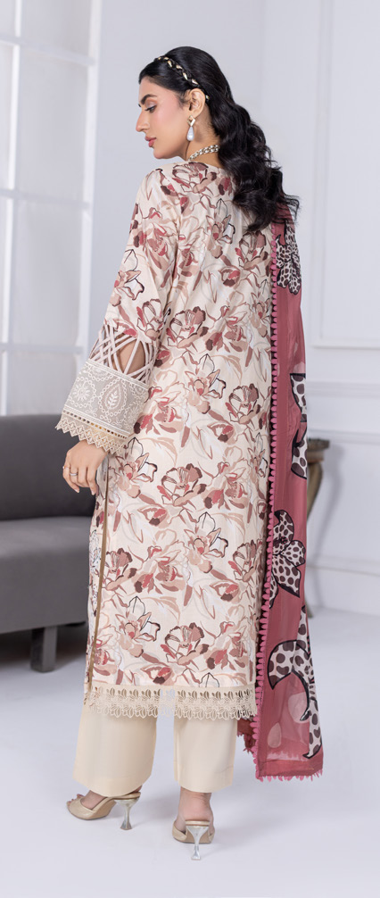 Embroidered & Printed Lawn with Printed Lawn Dupatta (Unstitched) - Image 3