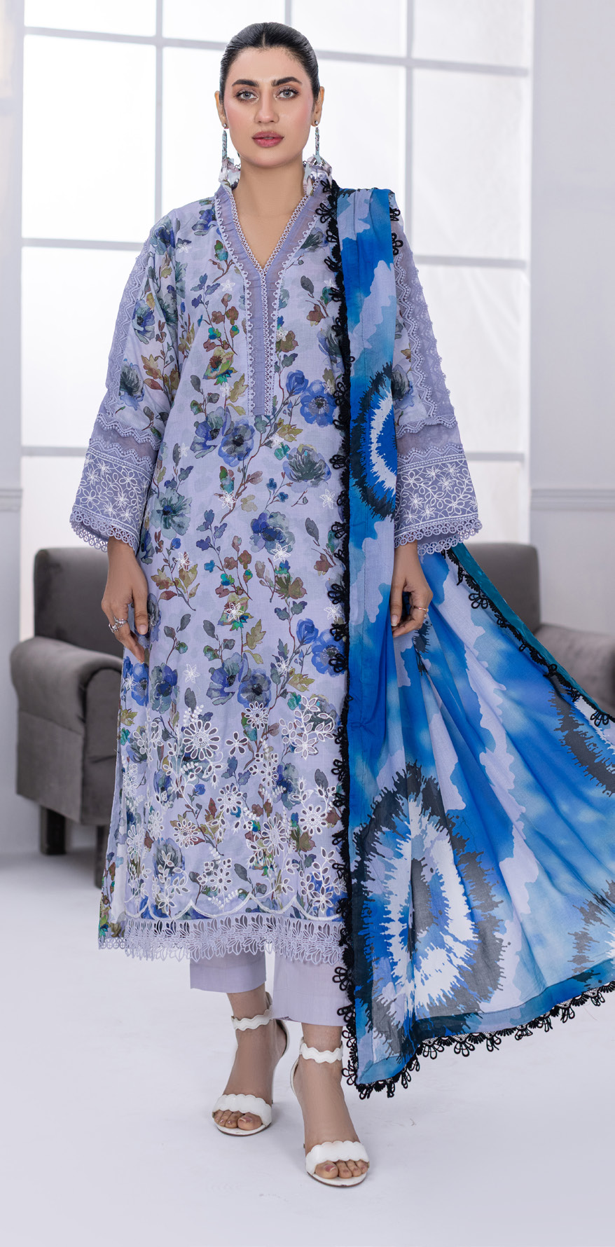 Embroidered & Printed Lawn with Printed Lawn Dupatta (Unstitched)