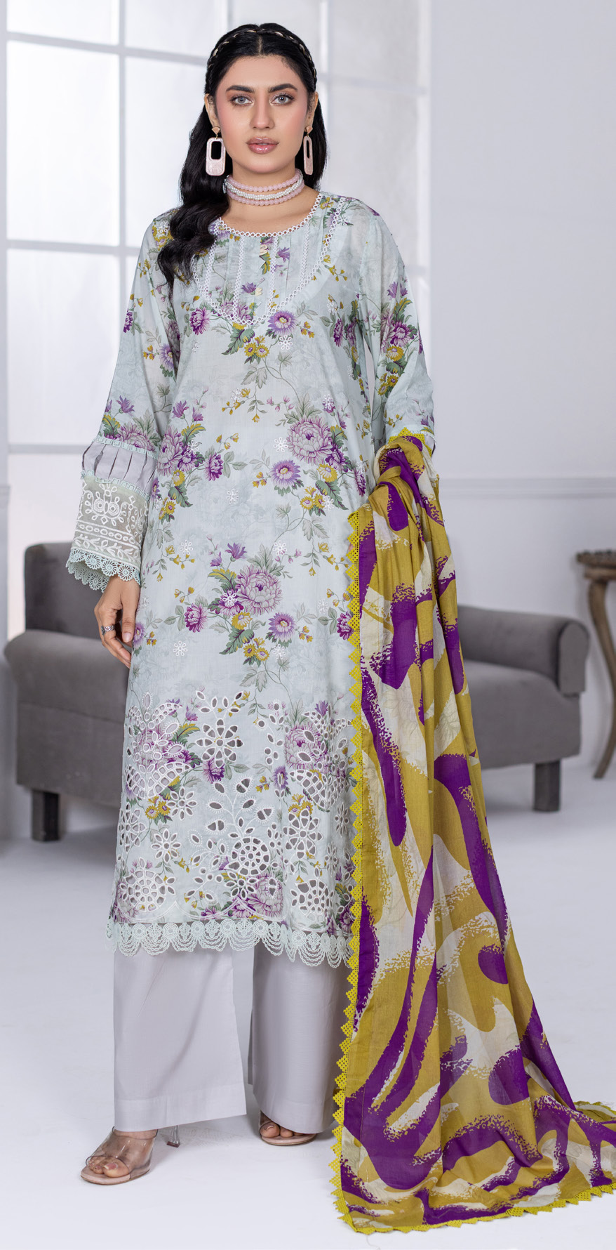 Embroidered & Printed Lawn with Printed Lawn Dupatta (Unstitched)