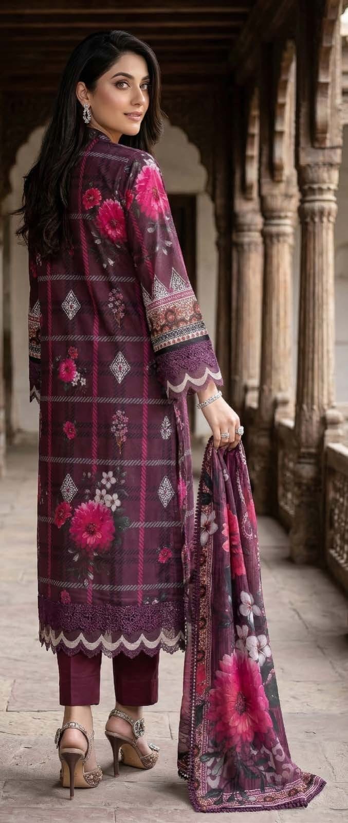 Printed Lawn with Printed Lawn Dupatta (Unstitched) - Image 2