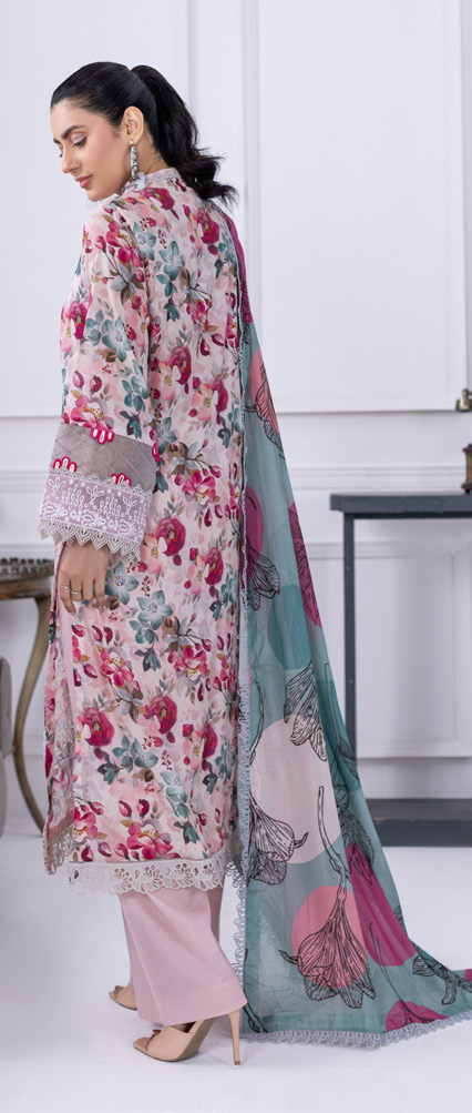 Embroidered & Printed Lawn with Printed Lawn Dupatta (Unstitched) - Image 3