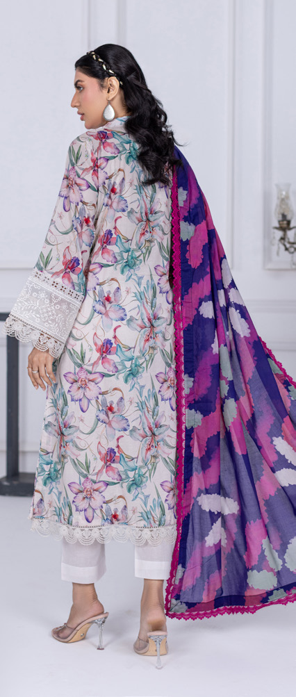 Embroidered & Printed Lawn with Printed Lawn Dupatta (Unstitched) - Image 2