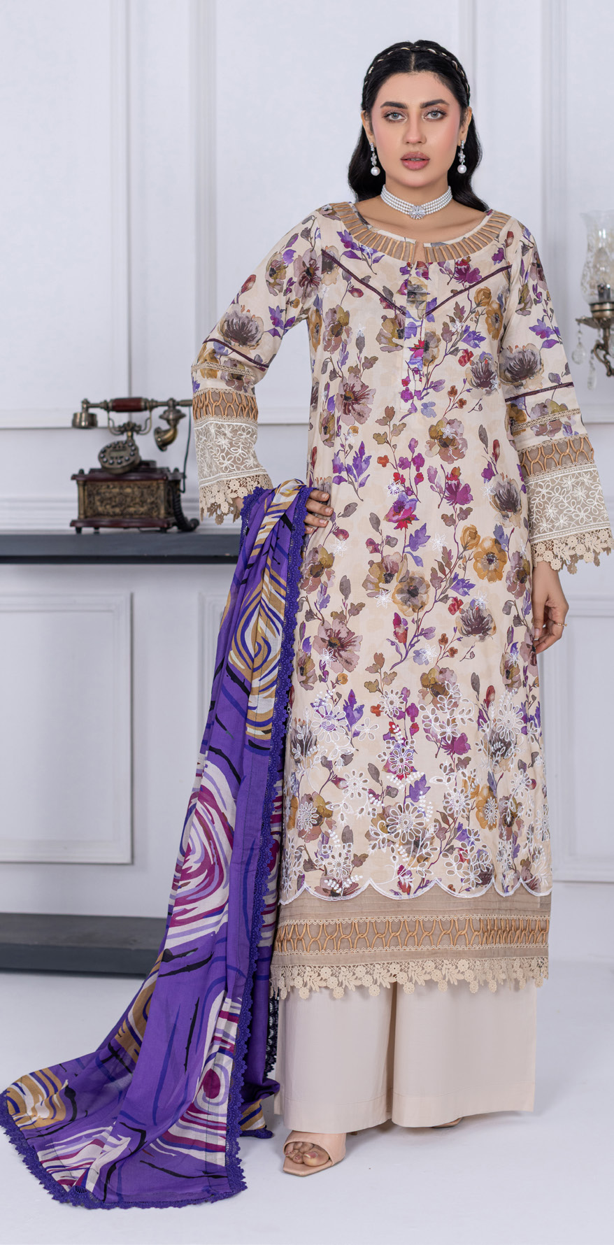 Embroidered & Printed Lawn with Printed Lawn Dupatta (Unstitched)