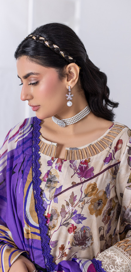 Embroidered & Printed Lawn with Printed Lawn Dupatta (Unstitched) - Image 3