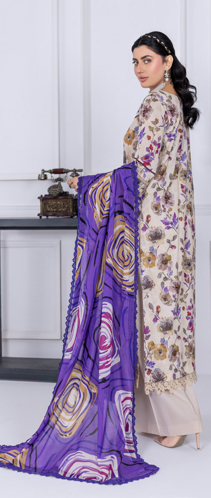 Embroidered & Printed Lawn with Printed Lawn Dupatta (Unstitched) - Image 2