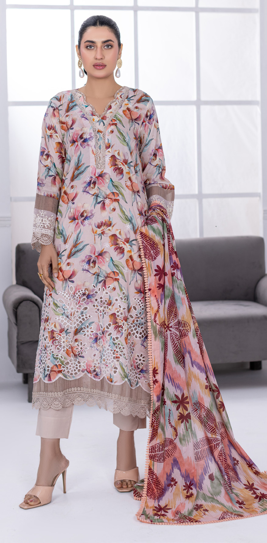 Embroidered & Printed Lawn with Printed Lawn Dupatta (Unstitched)