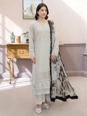 Chikankari Lawn with Printed Chiffon Dupatta  (Unstitched)