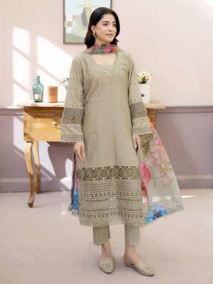 Chikankari Lawn with Printed Chiffon Dupatta  (Unstitched)