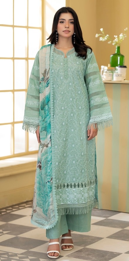 Chikankari Lawn with Printed Chiffon Dupatta  (JS-523)