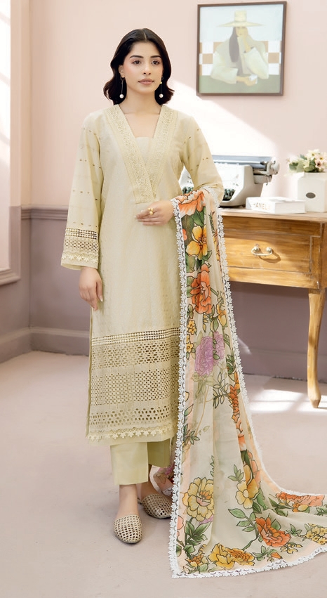 Chikankari Lawn with Printed Chiffon Dupatta  (Unstitched)