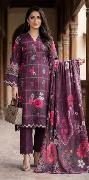 Printed Lawn with Printed Lawn Dupatta (Unstitched)