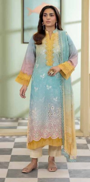 Embroidered & Printed Lawn with Printed Chiffon Dupatta (Unstitched)