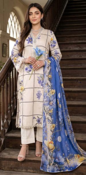 Printed Lawn with Printed Lawn Dupatta (Unstitched)