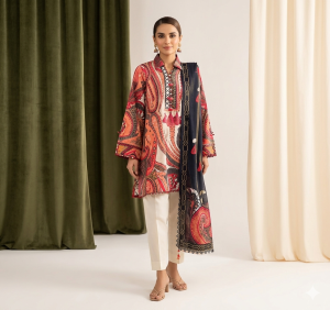 Agha Noor 3 Piece (Unstitched)