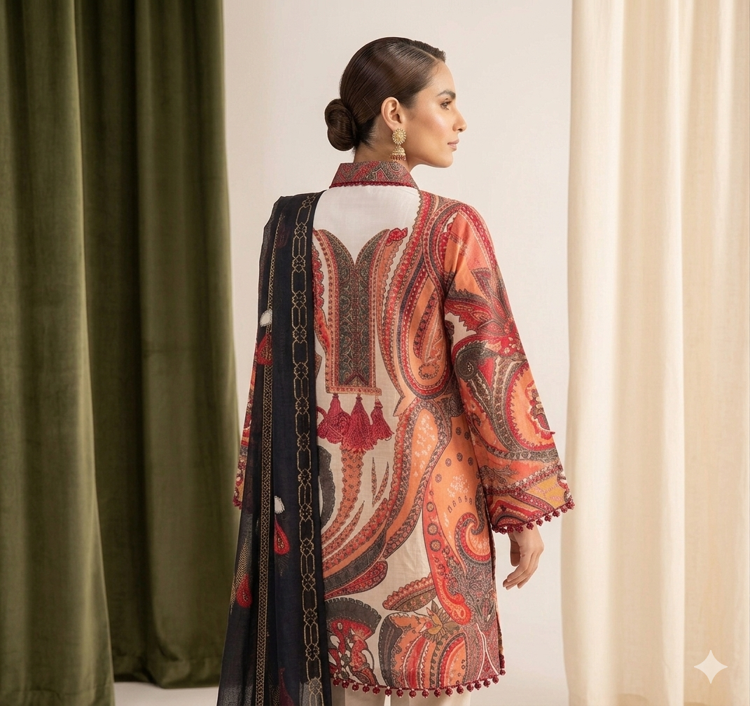 Agha Noor 3 Piece (Unstitched) - Image 3