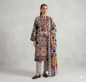 Agha Noor 3 Piece (Unstitched)