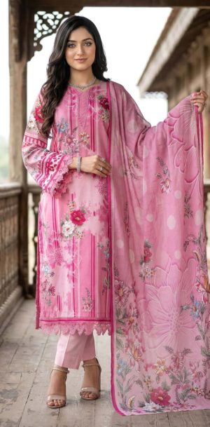 Printed Lawn with Printed Lawn Dupatta (Unstitched))