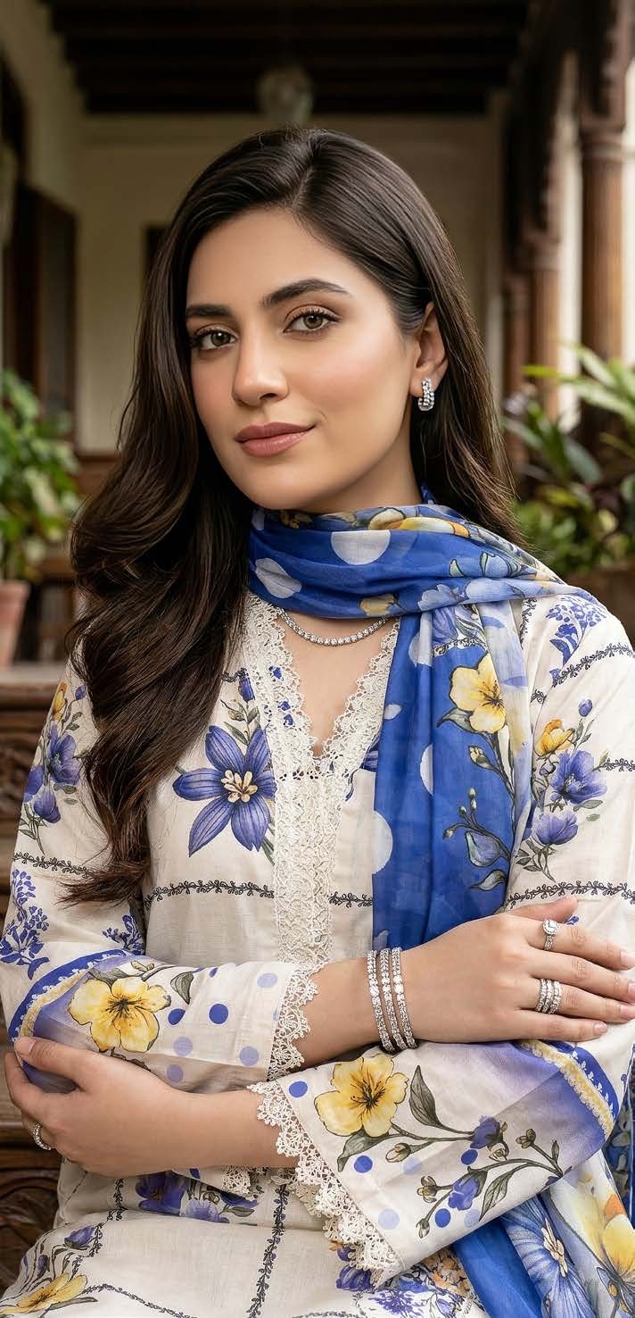 Printed Lawn with Printed Lawn Dupatta (Unstitched) - Image 3