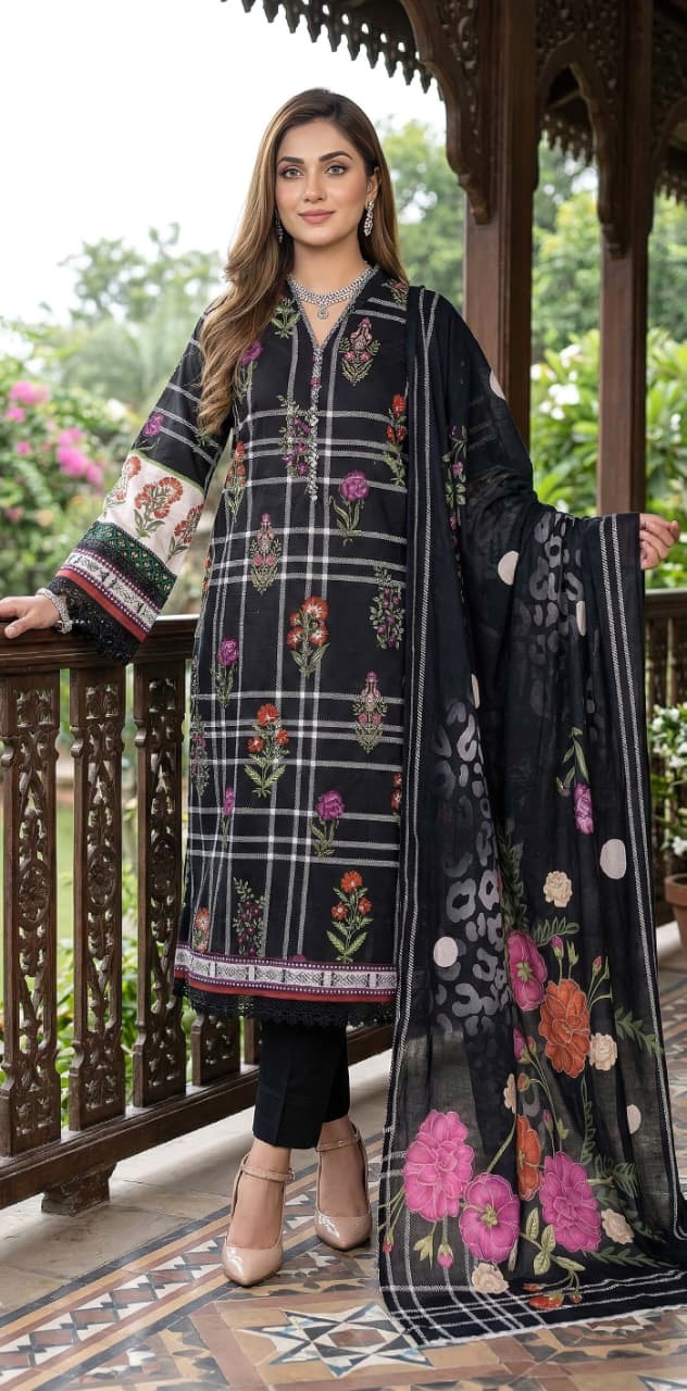 Printed Lawn with Printed Lawn Dupatta (Unstitched)
